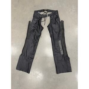 HARLEY DAVIDSON DUAL ZIP WOMEN’S SIZE M DELUXE BLACK SOFT LEATHER CHAPS MOTO EUC